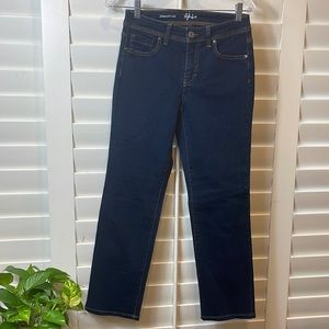 Style & Co Womens Straight Leg Dark Denim Blue Jeans Size 4 Petite